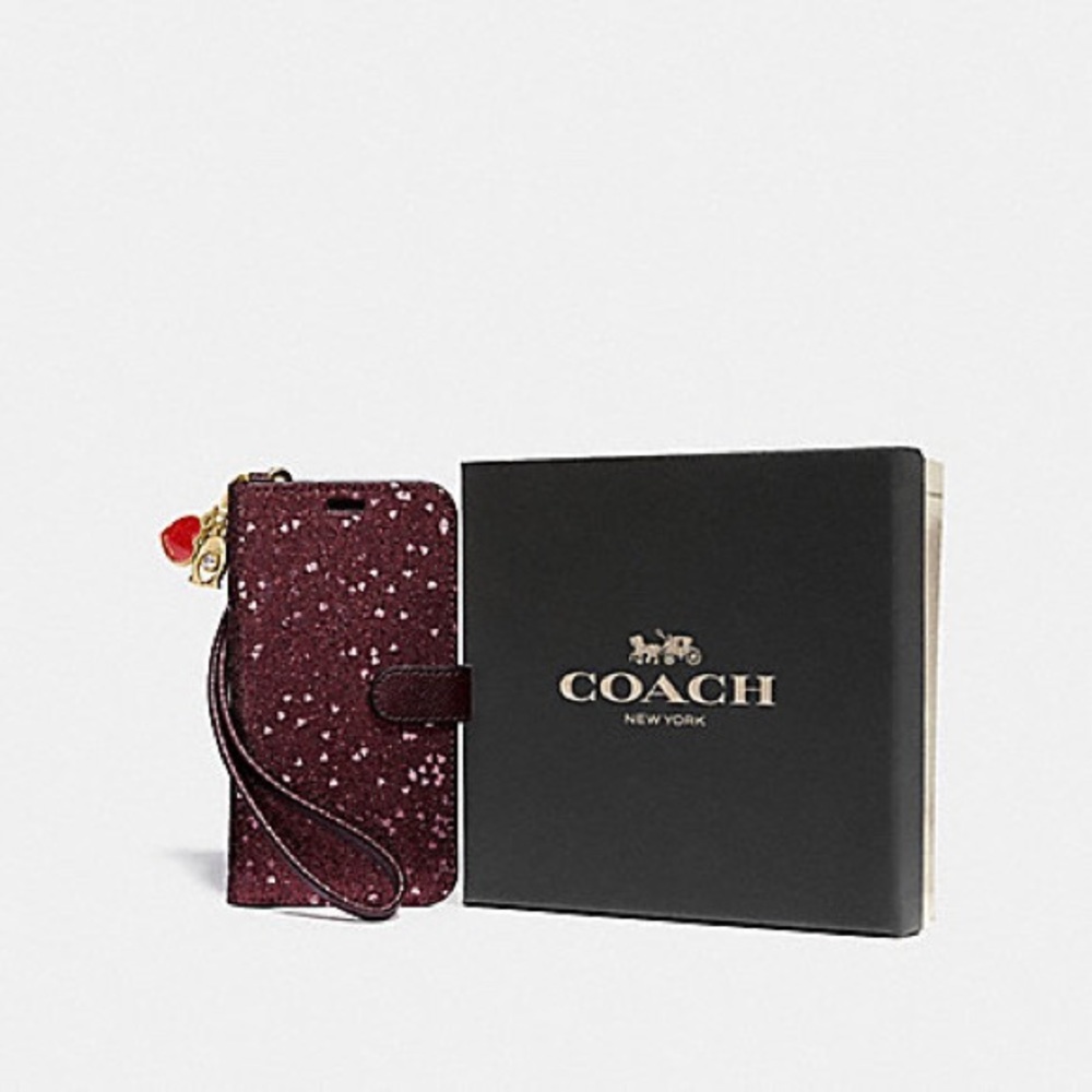 Coach raspberry folio wristlet for an iPhone X/XS